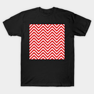 Red and White Chevron Pattern T-Shirt